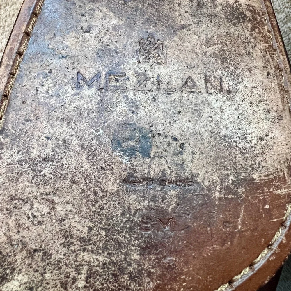 Mezlan Carson Men 8 M Brown & Tan Leather Two Tone Apron Toe Oxford‎ Shoes